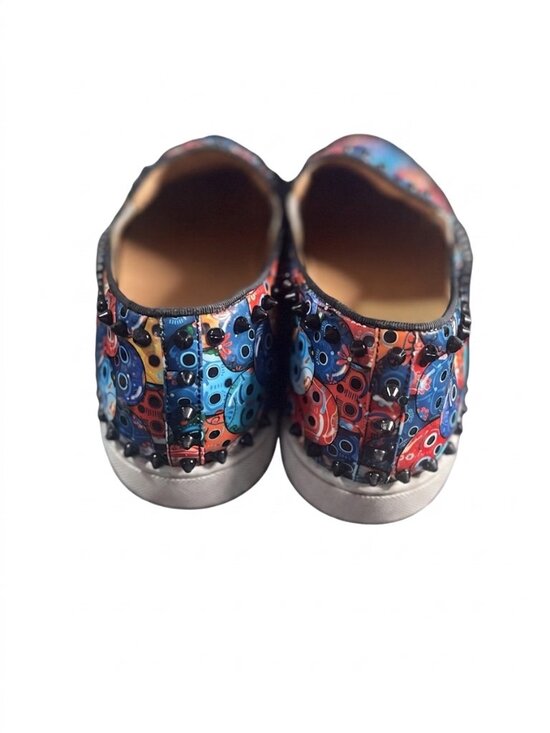 Christian Louboutin Roller Boat Slip-On Multicolor Skull Print Spiked SZ 44 main image 6